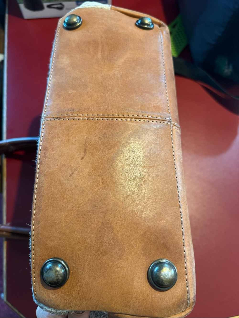 STS Ranch Cowhide Tote Bag in Brown and White - Picture 3 of 6